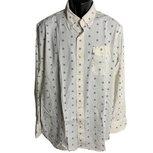 Cremieux Performance Button Down Shirt XL White Nylon Geometric Stretch Pocket